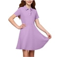 thumbnail image 2 of Xaqiouau Girls Collared Dress Short Sleeve Button Front A Line Summer Dresses With Pockets Casual Tennis Golf School Uniform Style, 2 of 9