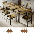 thumbnail image 3 of iPormis 63" Extendable Dining Table for 4-8, Square Wooden Dining Room Table with Metal Base, Modern Extendable Table for  Small Kitchens, Dining Office Areas, Rustic Brown, 3 of 7