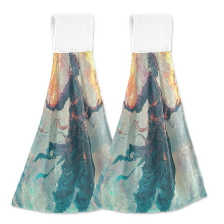 

2 Bathroom Towels Kitchen Towels 18.2x14In Velcro Hand Wipes Dish Cloths & Dish Towels Washroom Towels Face Towel Hand Wipes Fire Man