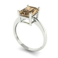 thumbnail image 2 of 2.5ct Radiant Cut Brown Champagne Crystal 18k White Gold Engraving Statement Bridal Wedding Designer Ring Size 4.5, 2 of 5