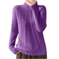 thumbnail image 2 of Juslio Women Sweaters Cardigans Womens Tops Solid Crew Neck Long Sleeve Knit Purple, 2 of 3