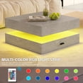 thumbnail image 2 of LED Coffee Table for Living Room,2-Tier Square Center Table with Storage Drawers,31inch Wooden Contemporary MidCentury Wood Table with 24-Color Plug-in LED Light for Home Office Waiting Room, 2 of 7