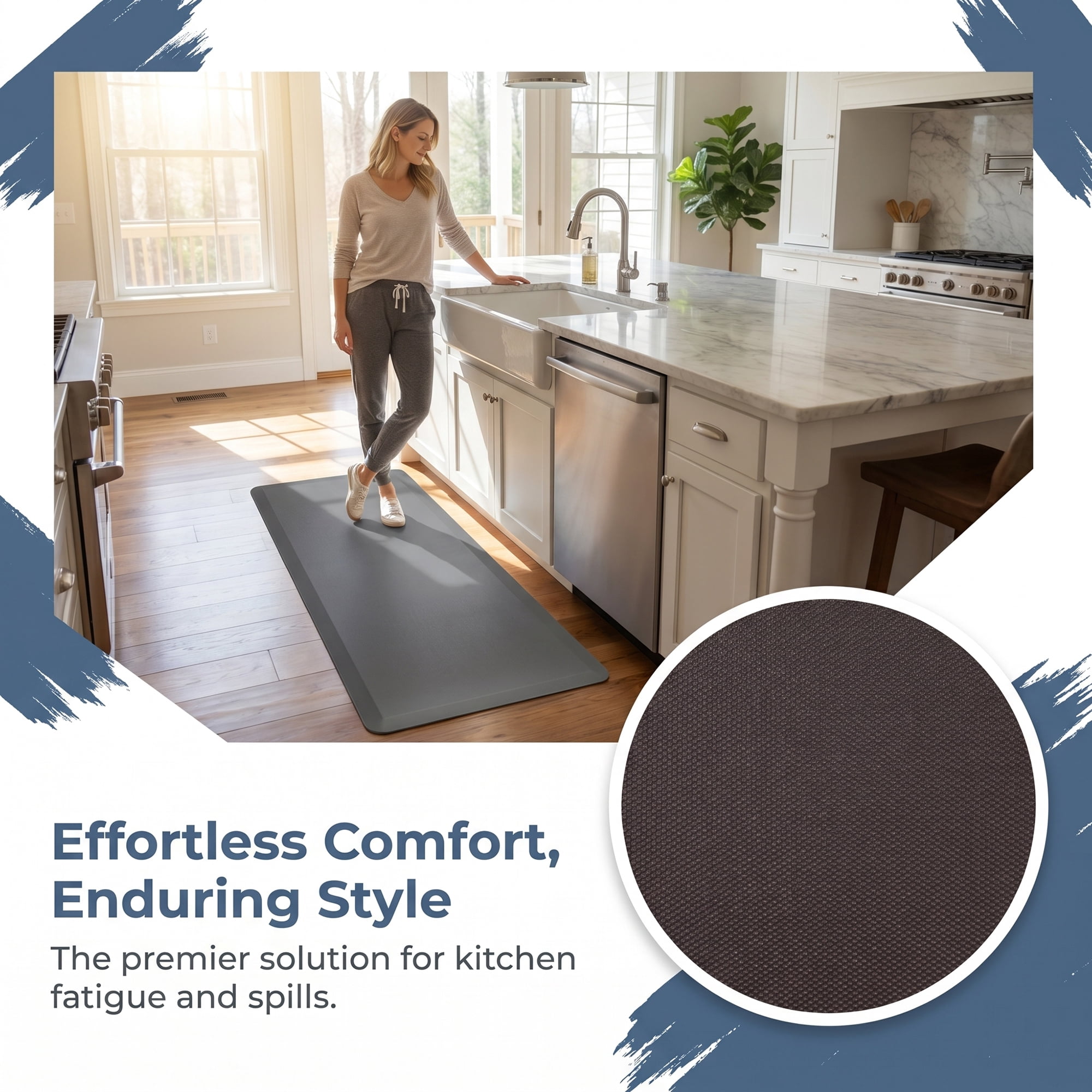 Unique Bargains Anti-Fatigue Cushioned Ergonomic PVC Floor Rug Dark Grey 47" x 17"