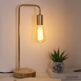 thumbnail image 3 of Industrial Table Lamps, Gold Bedside Lamps Wooden Base, Set of 2 (Bulbs not Included), 3 of 3
