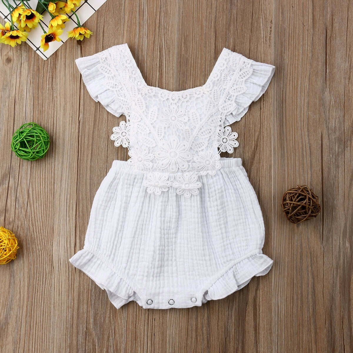 Newborn Baby Girls Lace Princess Romper Bodysuit Jumpsuit Outfit Sunsuit Clothes