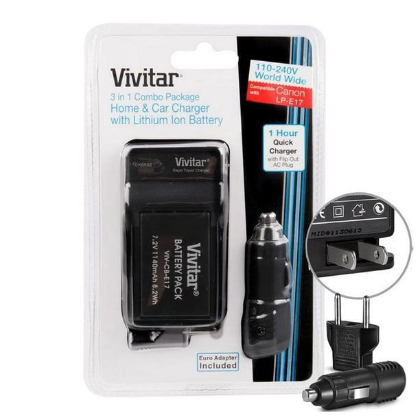 Vivitar Rechargeable Battery and Charger Replacement for Canon LP E17 / LC  E17 