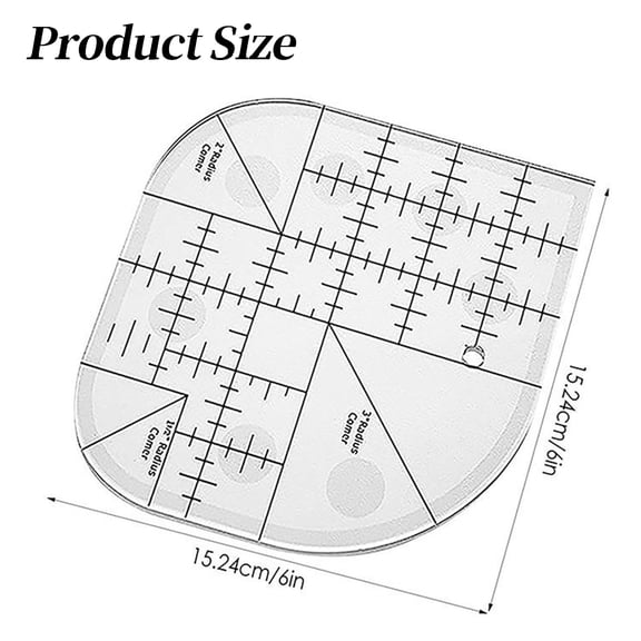 Clearance Under $2.99! 1PC Curved Corner Sewing Ruler, Acrylic Patchwork Template for Quilting & Cutting, Acrylic, for Sewing & Crafts, (One Size, Clear)