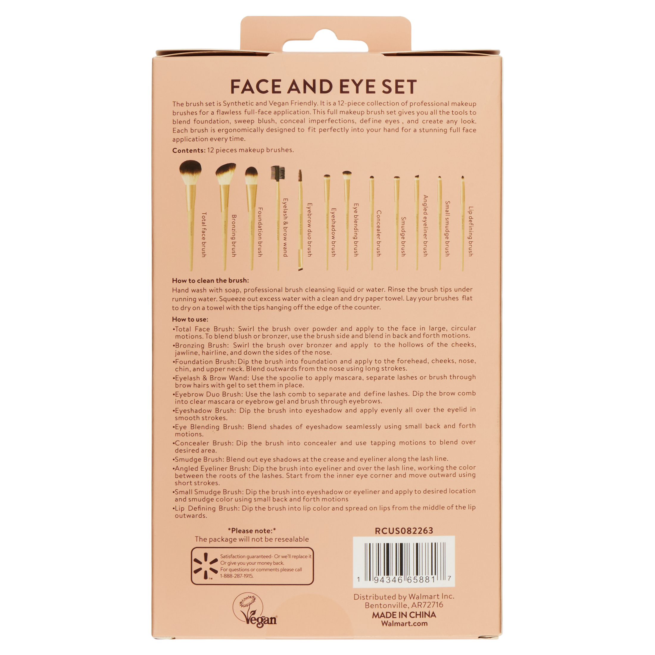 12-Piece Face and Eye Makeup Brush Set, Gold photo 3