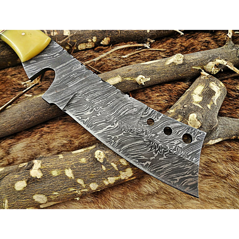 Damascus Steel kitchen Knife Custom made 11 Inches long Hand Forged  Damascus steel Cleaver Knife Full Tang Chopper Knife, Butcher Knife Natural  Camel