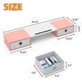 thumbnail image 6 of JAFUSI Dual Monitor Stand with Drawers for Desk, Monitor Stand Riser for 2 Monitors,Pink, 6 of 7