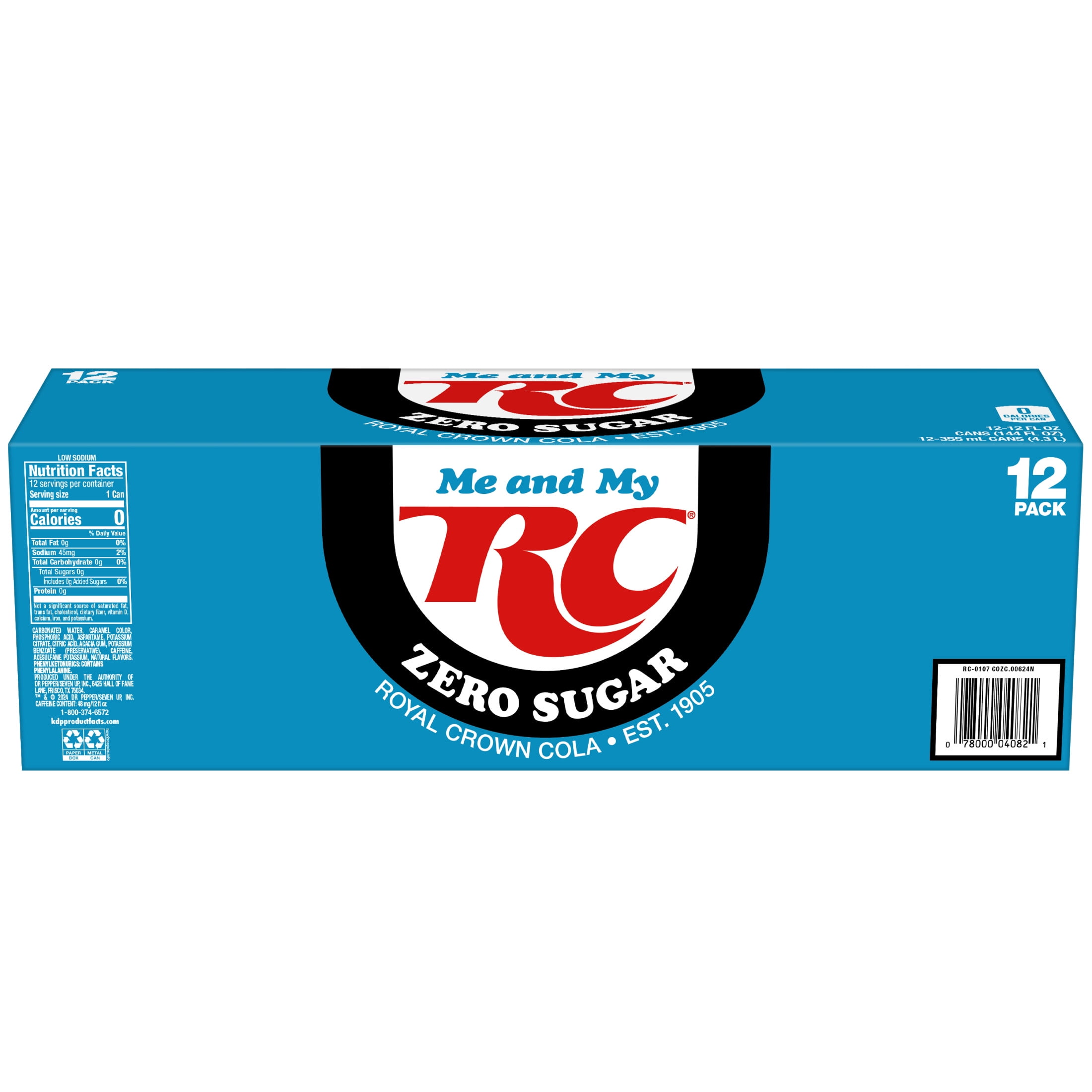 RC Cola Zero Sugar Soda Pop, 12 fl oz, 12 Pack Cans