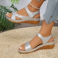 thumbnail image 5 of Dakaela Women's Low Heel Wedge Sandals Open Toe Comfortable Casual Flatform Dress Shoes with Arch Support, 5 of 7