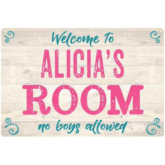 ALICIA'S Room Kids Bedroom Sign Gift 8x12 Metal Sign 108120089359