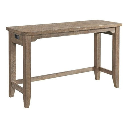 Pemberly Row 60 Traditional Solid Pine Wood Sofa Bar Table in Brown