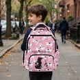 thumbnail image 4 of HUIACONG Pink Cat Print School Backpack for Kids Teens Age 5-16, Water Resistant School Bag with Adjustable Cushion Straps, Multi Pockets Sturdy Lightweight Bookbag for School & Travel, 4 of 7