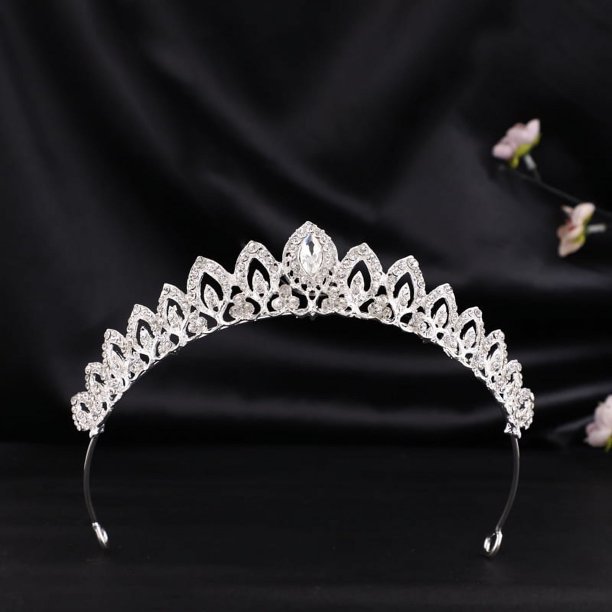 Zhuge Tiara de boda para novia, diadema de princesa, corona nupcial, joyería para el cabello con diamantes de imitación de cristal, decoración para novia, cumpleaños, graduación, boda (blanco)