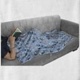 thumbnail image 6 of Modern Soft Flannel Fleece Throw Blanket, Traditional Romantic Contemporary Leaves Background Image, Cozy Plush for Indoor and Outdoor Use, 50" x 70", Pale Blue White Amber, by Ambesonne, 6 of 6