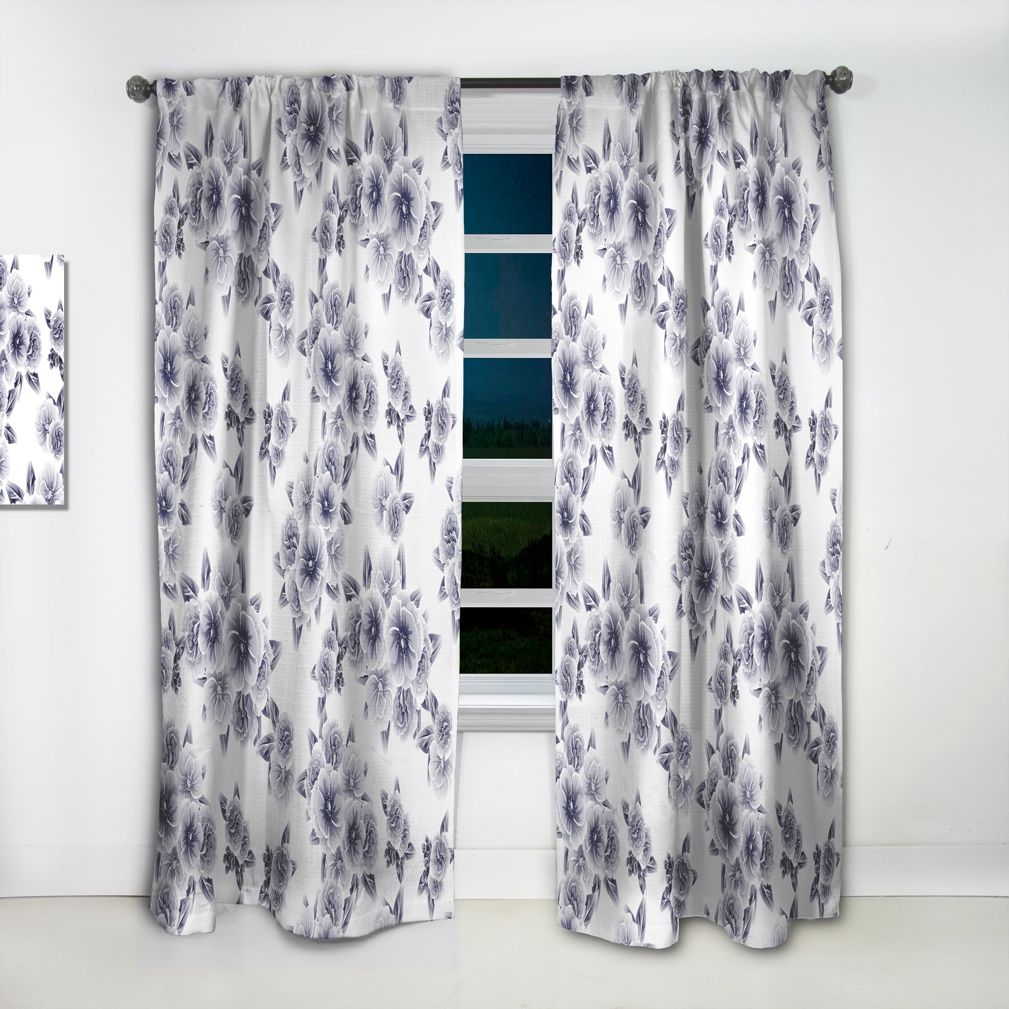 Designart 'Flower Pattern in Vintage Style' Modern & Contemporary Curtain Panel