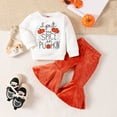 thumbnail image 4 of Kwasome Girl Outfits Halloween Long Sleeve Round Neck Pumpkin Tops And Relax Fit Pants 2Pcs Outfits Clothes Set Lightweight Clothes Suit White 18-24 Months, 4 of 7