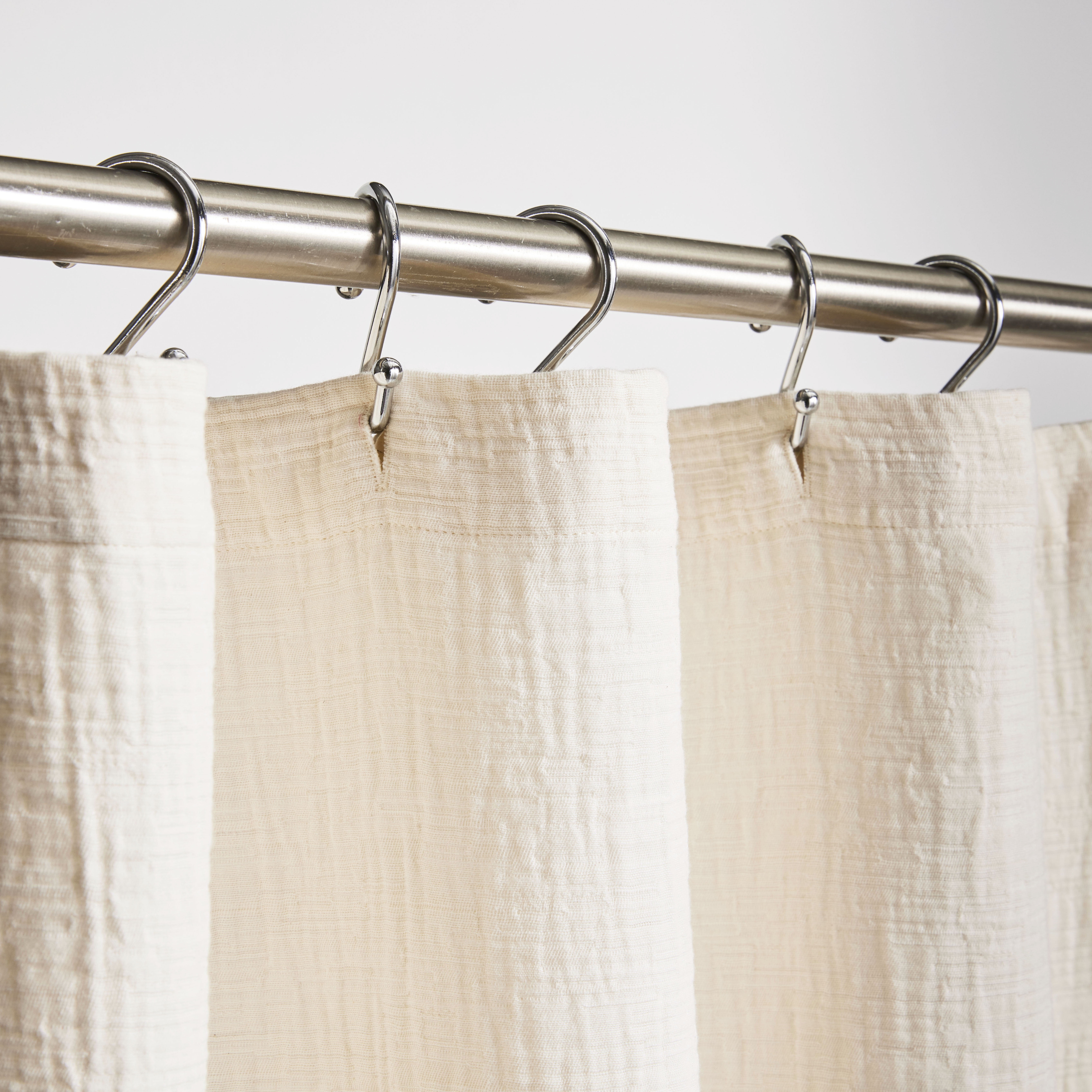 Better Homes and Gardens Tan Color Block Boucle Cotton/Poly Shower Curtain, 72" x 72"