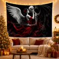 thumbnail image 3 of Winged Figure Kissing with Skeleton Left Profile Long, Spooky Gothic for Gothic Decor Fans, Dark Art Decor, Halloween Gift, Tapestry Wall Hanging for Bedroom and Dorm, 3 of 7