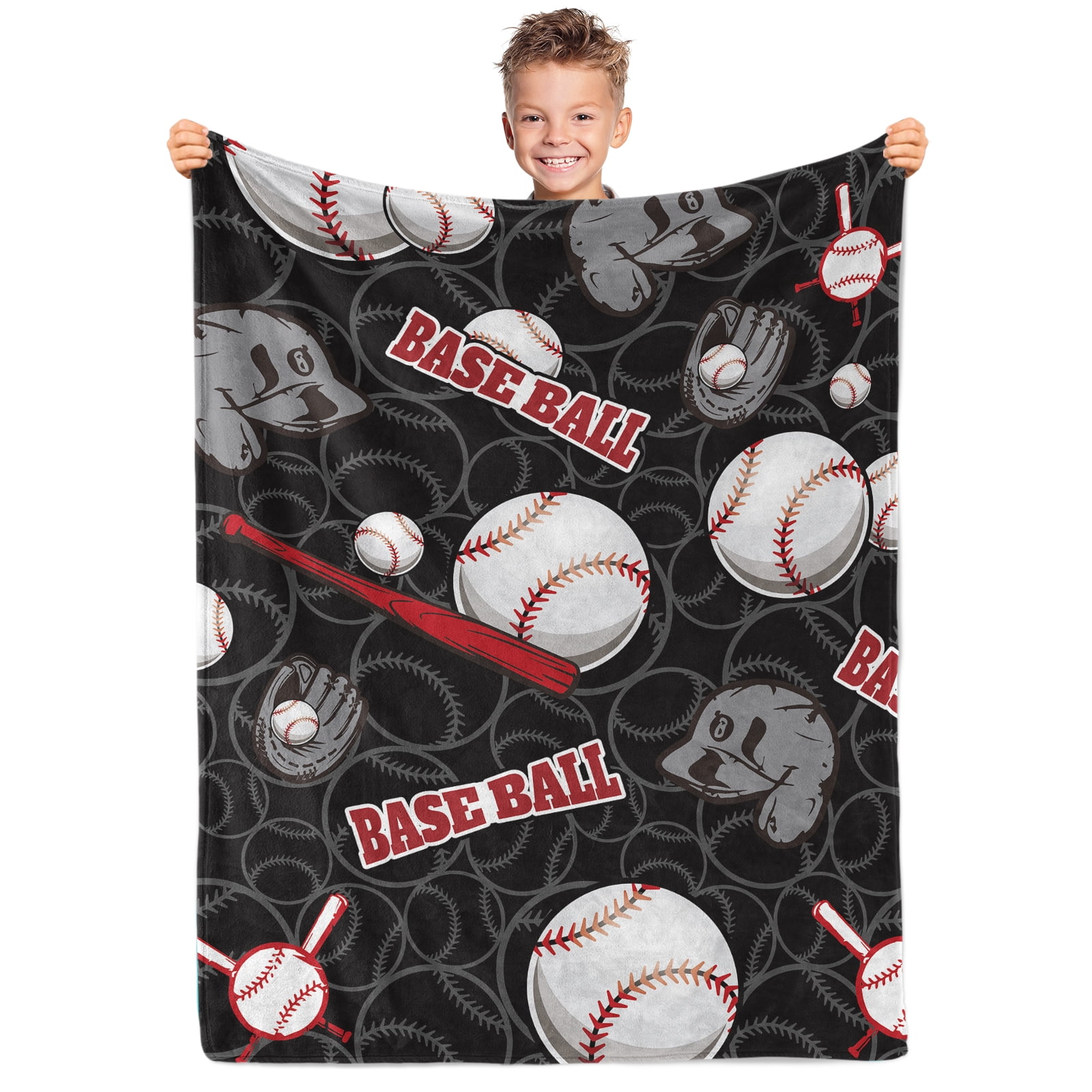 Baseball Throw Blanket Gifts for Boys, Blue Baseball Soft Cozy Plush