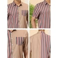 thumbnail image 6 of Lars Amadeus Men's Summer Striped Patchwork Short Sleeves Hawaiian Shirt, 6 of 6