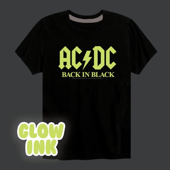 ACDC - Glow In The Dark - Back In Black - Toddler & Youth Short Sleeve Graphic T-Shirt
