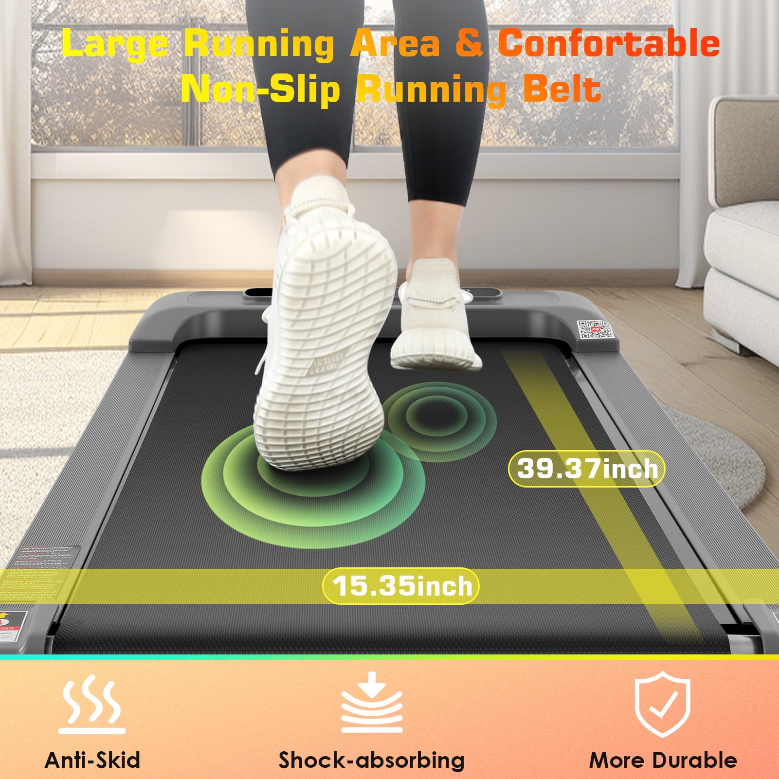 Walking Pad 300lb, Large Walking Area Under Desk Treadmill with Remote & App Remote Control for Home/Office Jogging Running