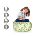 thumbnail image 2 of Leaves Storage Toy Bag Chair, Foliage and Flower Arrangement on a Hand Drawn Dotted Pale Background, Stuffed Animal Organizer Washable Bag, Small Size, Fern Green and Beige, by Ambesonne, 2 of 3