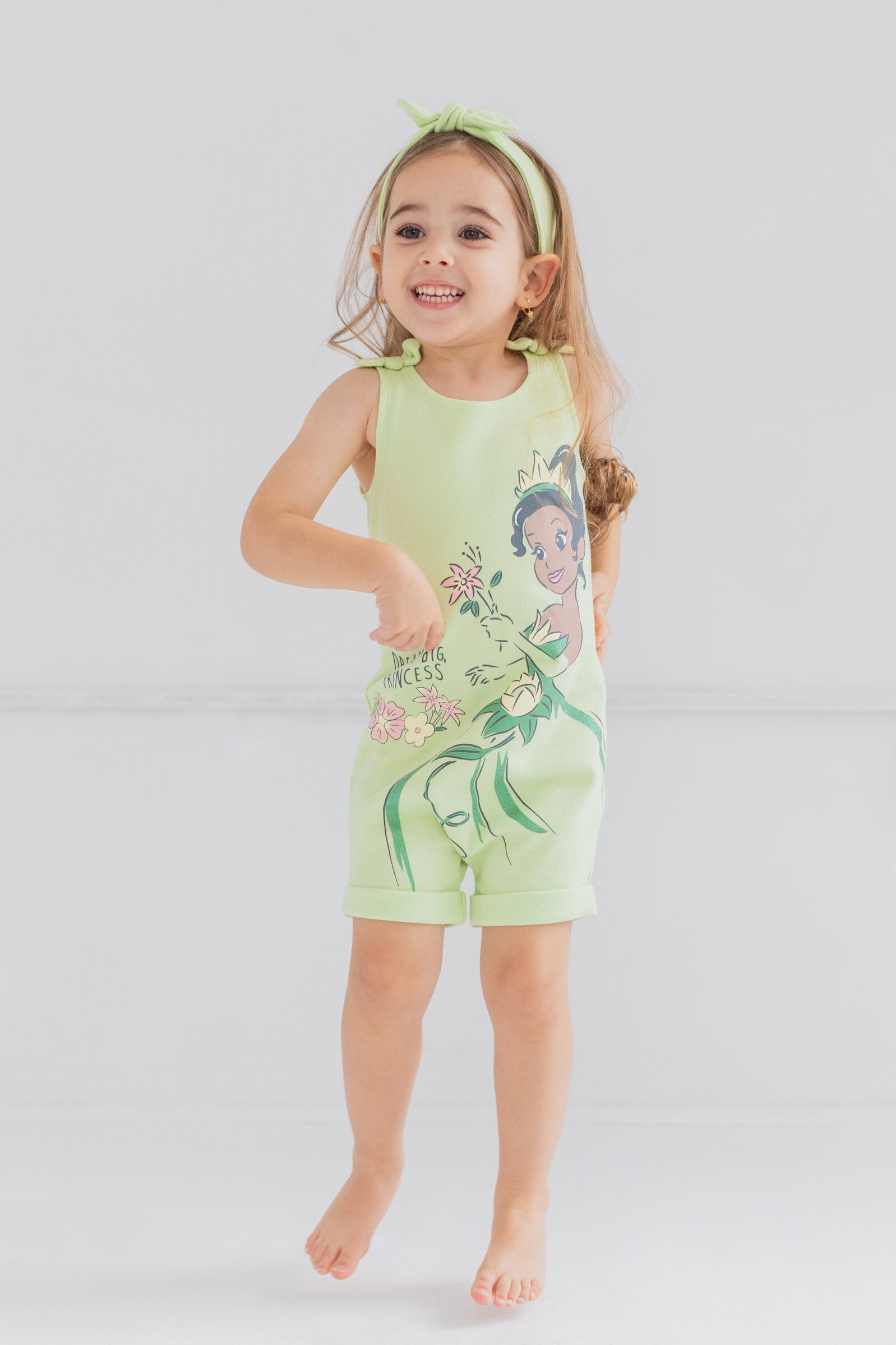 Disney Princess Tiana Infant Baby Girls Romper and Headband Newborn to Toddler
