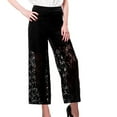 thumbnail image 2 of LLYwey Chinos Pants Women Large Size Ladies Lace Wide Leg Pants New Full Length Pants Trousers Regular Fitted Black XXL, 2 of 9