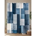 thumbnail image 4 of Gray Blue Shower Curtain, Modern Square Graffiti Painting Art Abstract Waterproof Shower Curtain Set with 12 Hooks Lightweight Washable Fabric Shower Curtains for Bathroom 72x84 Inches, 4 of 6