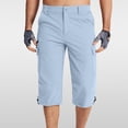 thumbnail image 2 of Mens Cargo Shorts with 7 Pockets Casual Long Blew Knee Capri 3/4 Pants for Work Fishing Hiking Athletic, 2 of 7