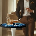 thumbnail image 4 of SEANATIVE 24'' Diameter Round Table Topper Cap Set of 4 with Elastic Edge Stain-resistant Cocktail Tablecloth Decorative Table Top Covers for Indoor Outdoor Cocktail Events, Love Dolphin Flower Blue, 4 of 7