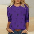 thumbnail image 2 of Sriper Three Quarter Sleeve Tops for Women (Pack),Solid Color Crew Neck Shirts,2025 Fall Blouses,Tunic Pullover,Over 50 Plus Size Outfits,Camisetas Mujer Purple M, 2 of 7