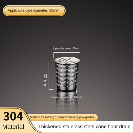 

Outdoor Rain Pipe Cap Anti Blocking Roof Cover Circular Shape Stainless Steel Balcony Floor Drains Outer Side Filter Screen Anti-blocking Drainage Rooftop Floor Drain Cover 50MM