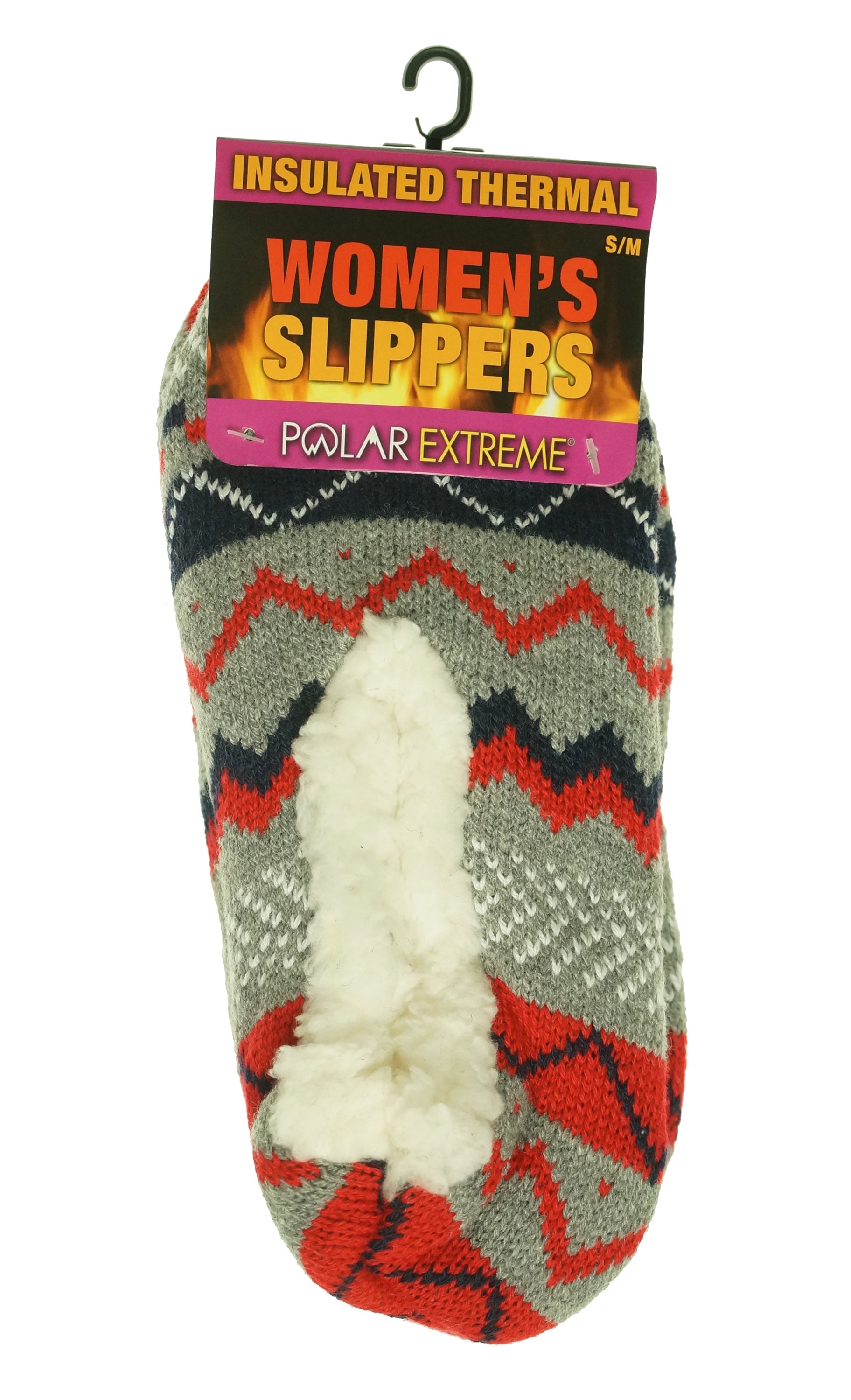 Polar Extreme Women Insulated Thermal Fleece Lined Slippers Socks Gray Navy Red