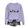 thumbnail image 5 of purcolt Black Cats on Pumpkin Sweatshirt Halloween Sweatshirts for Women Fall Pumpkin Face Tee Lightweight Pullover Tops, 5 of 5