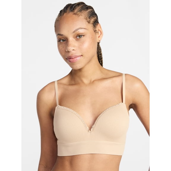 No Boundaries Seamless Wirefree Bra with Lace, Sizes XS-XXXL
