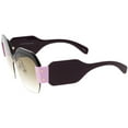 thumbnail image 3 of Oversize Semi Rimless Square Sunglasses Wide Arms Metal Rivets 60mm (Black Purple / Lavender), 3 of 4