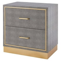 Pemberly Row Modern 2-drawer Faux Shagreen End Table in Gray