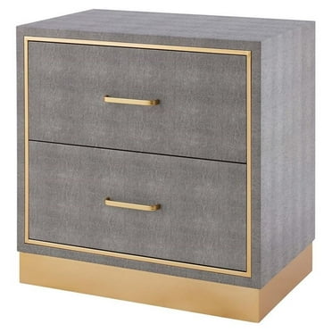 Pemberly Row Modern 2-drawer Faux Shagreen End Table in Gray