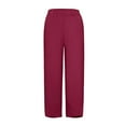 thumbnail image 3 of Women's Pants, Solid Elastic Loose Casual Pants, Daily Bottoms With Convenient Side Pockets, 3 of 5