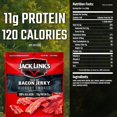 thumbnail image 3 of Jack Link's Bacon Jerky, Hickory Smoked - Flavorful Ready to Eat Meat Snack with 11g of Protein, Made with 100% Thick Cut Real Bacon, Protein Snack, Keto & Paleo Diet Ready, 2.5 oz., 3 of 6