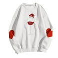 thumbnail image 3 of Christmas Sweatshirt Women Wine Glass Santa Hat Graphic Pullover Long Sleeve Casual Crewneck Holiday Tops, 3 of 4