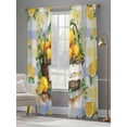 thumbnail image 3 of Lemon Basket Summer Sheer Curtains 84 Inch Length 2 Panels Set, Eucalyptus Blue Yellow Plaid Voile Window Treatment Rod Pocket Curtains Sheers Drapes for Bedroom/Living Room/Kitchen 52"x84"x2, 3 of 7