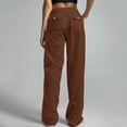 thumbnail image 5 of Womens Plus Size Pants Drawstring Straight Leg Cotton Linen Lightweight Pants for Women Summer Slacks Trousers (Large, Brown), 5 of 5