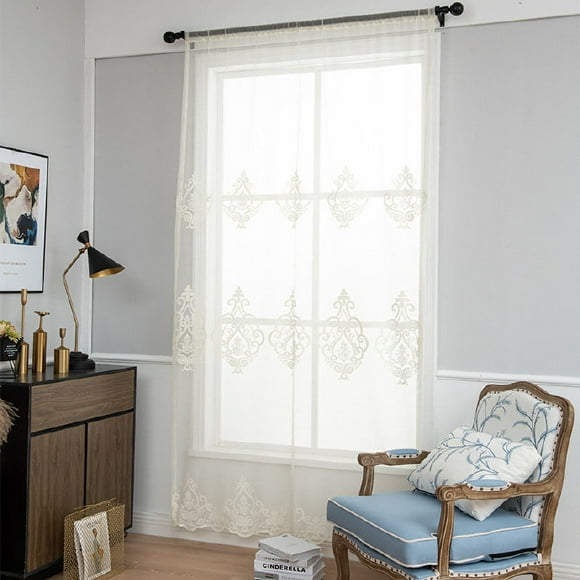 Beige White Moroccan Sheer Curtains for Bedroom Living Room Ivory Textured Embroidered Lattice Drapes Airy Light Filtering Grommet Window Curtain Set for Office Parlor 2 Panels