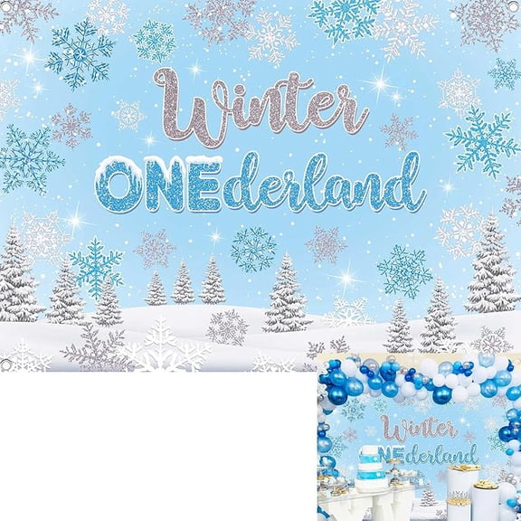 Winter Onederland Backdrop Pink Silver Snowflakes Photography Background Girls Happy 1st Birthday Winter Wonderland First Birthday Party Decorations Banner Booth Props (Pink, 7x5FT(82 x 59 inch))